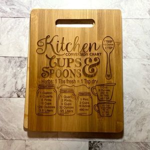 Kitchen Conversion Chart 9x12 Bamboo Cutting Board